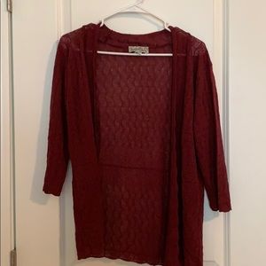 Mid length burgundy cardigan